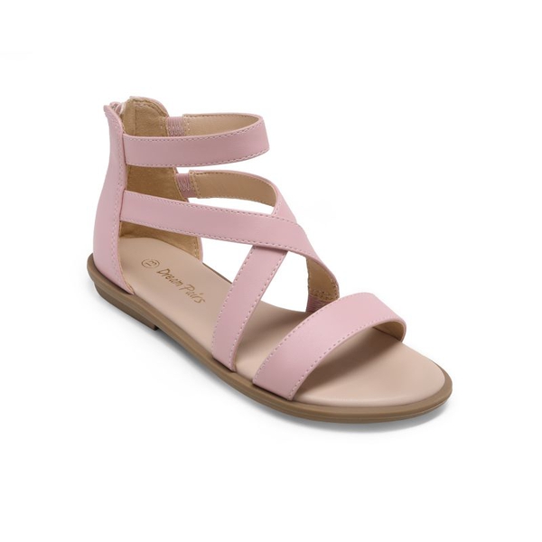 Girls Strappy Gladiator Flat Sandals - PINK - 2